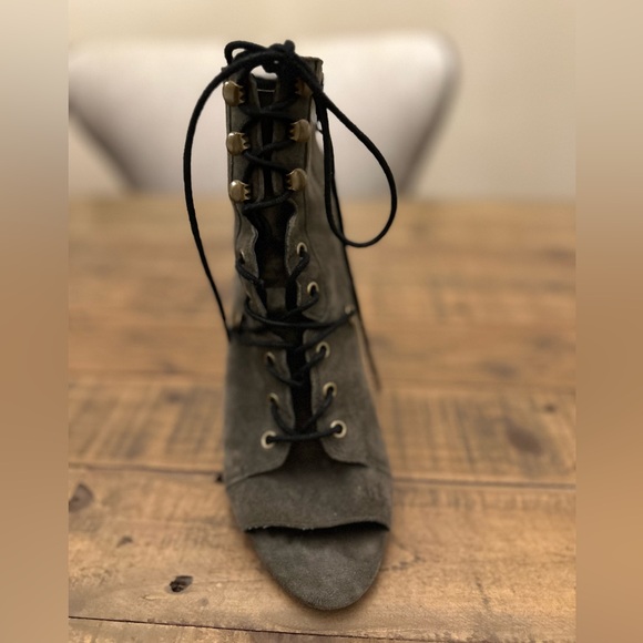 AllSaints Joanna Stiletto Lace Up Open Toe Ankle Boot - Size 38 - Picture 4 of 9